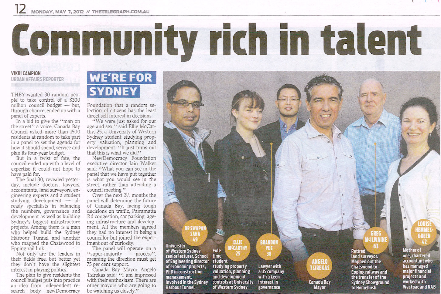 Daily Telegraph. Community Rich in Talent