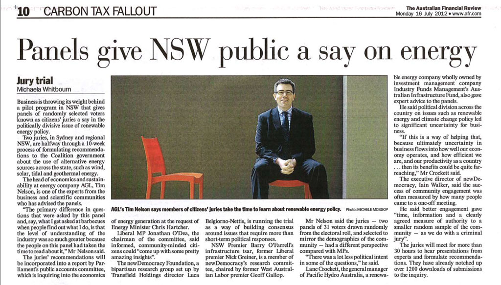 Panels give NSW public a say on energy - AFR